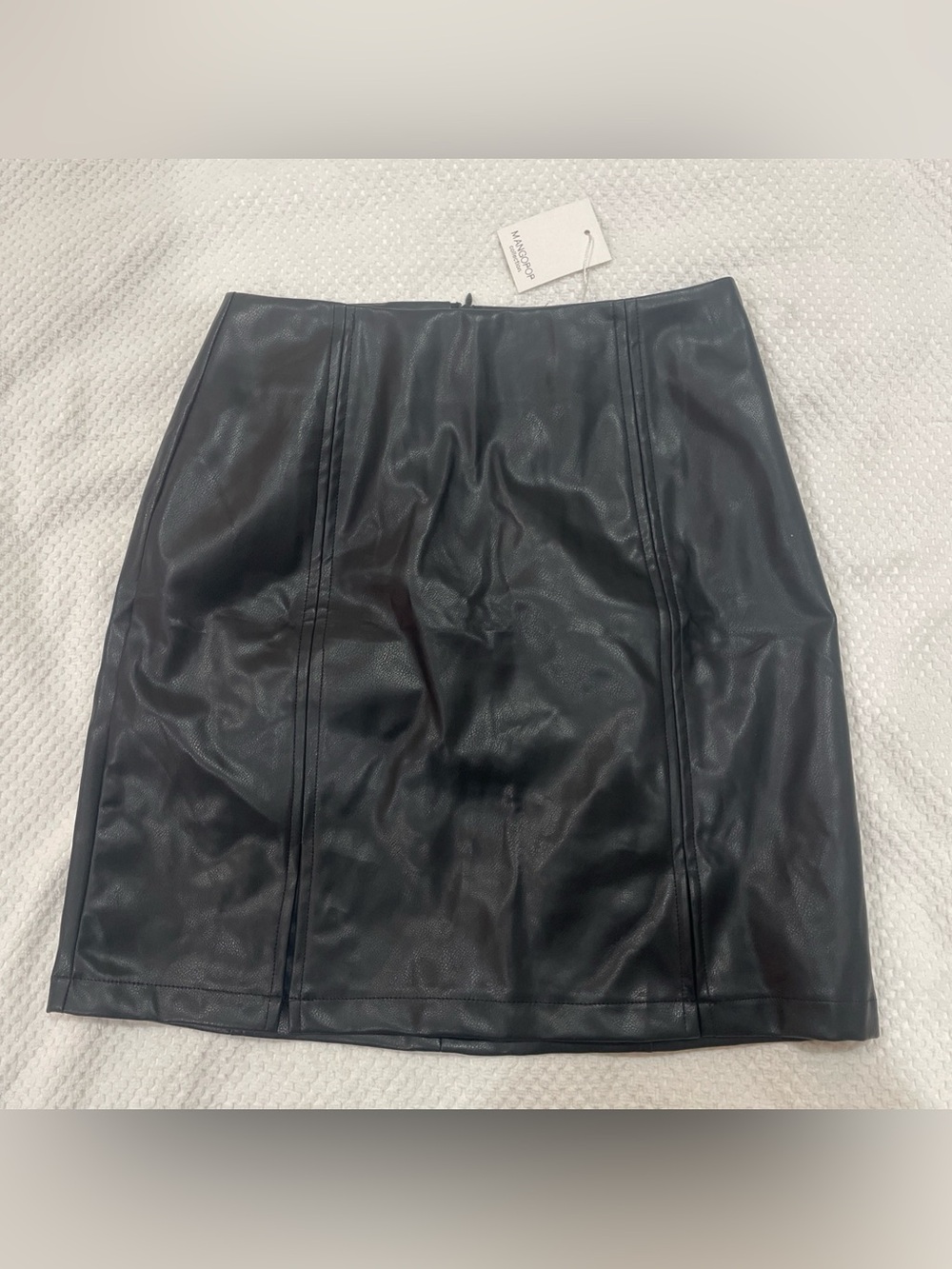 MANGOPOP Faux Leather Mini Skirt Women’s XS Black NWT Vegan Leather Zip